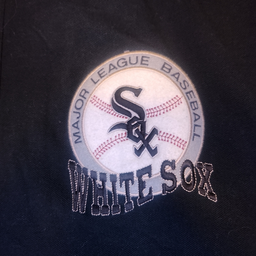 White Sox Black Polo Shirt Patch Sz XXL Mens Vintage Embroidered MLB White Trim - Picture 2 of 8